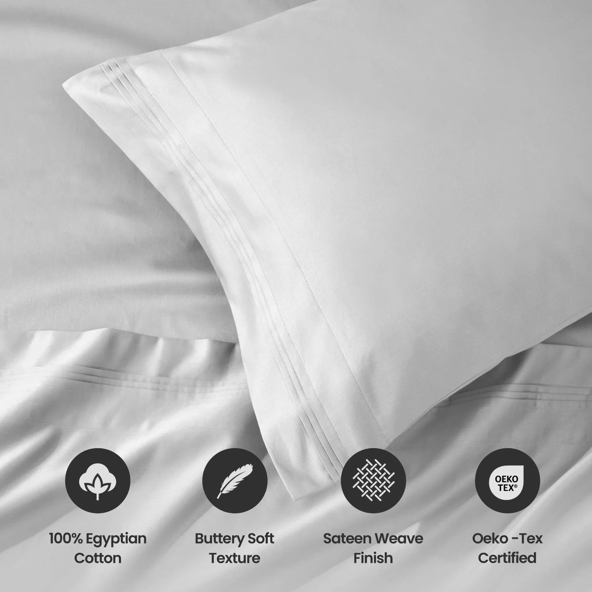 1000 Thread Count Egyptian Cotton Solid Pillowcase Set