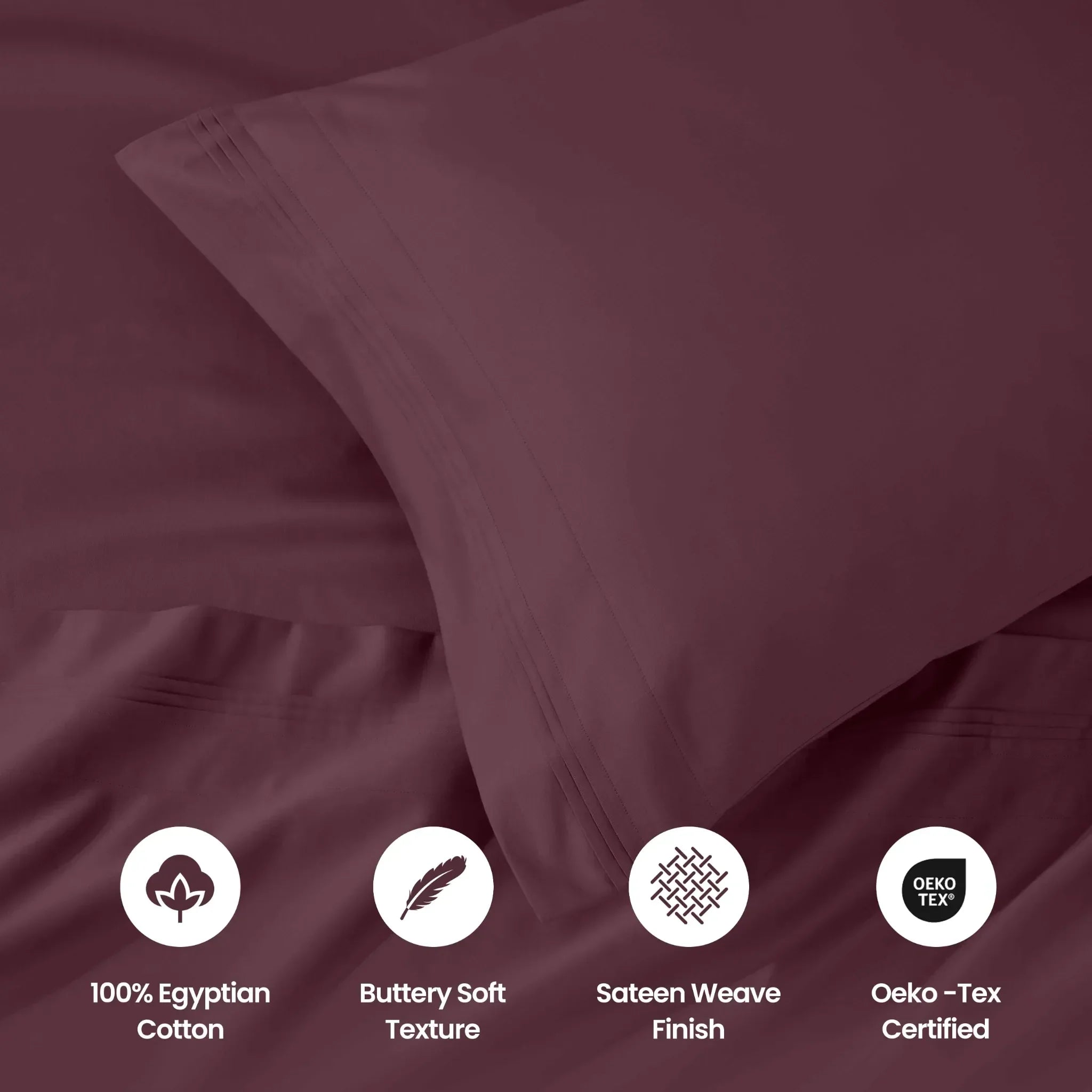 1000 Thread Count Egyptian Cotton Solid Pillowcase Set