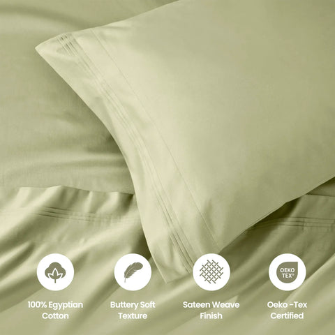 100% Egyptian Cotton 1000 Thread Count Solid Pillowcase Set