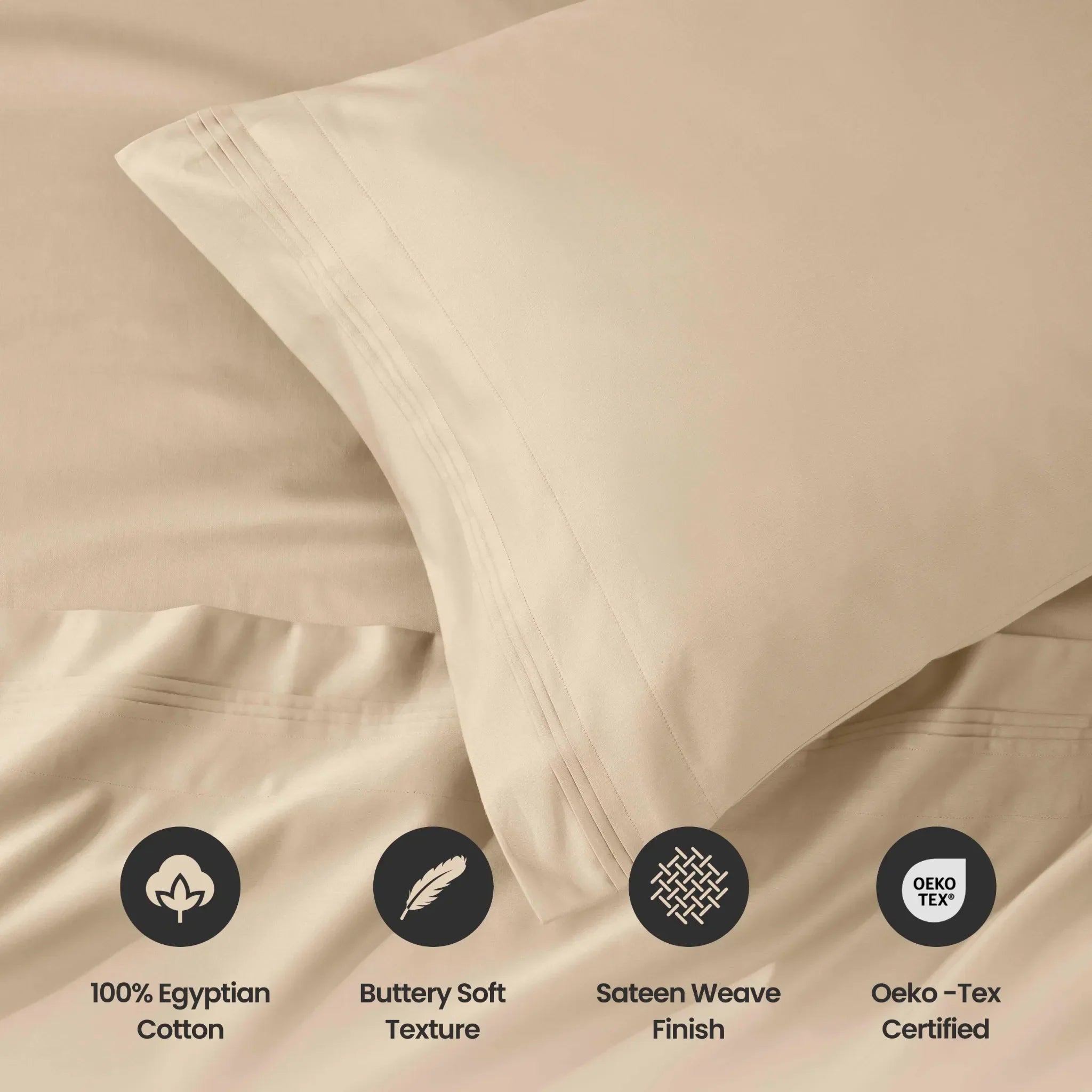 1000 Thread Count Egyptian Cotton Solid Pillowcase Set