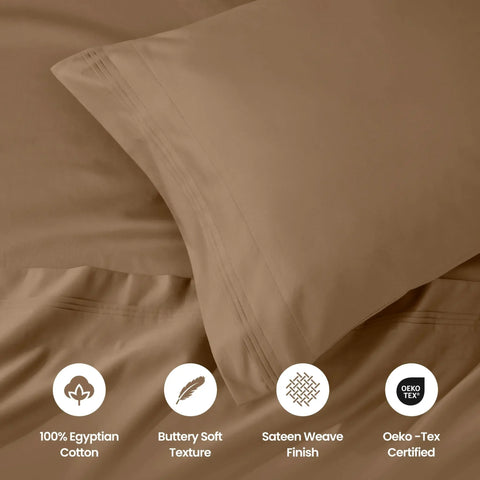 100% Egyptian Cotton 1000 Thread Count Solid Pillowcase Set