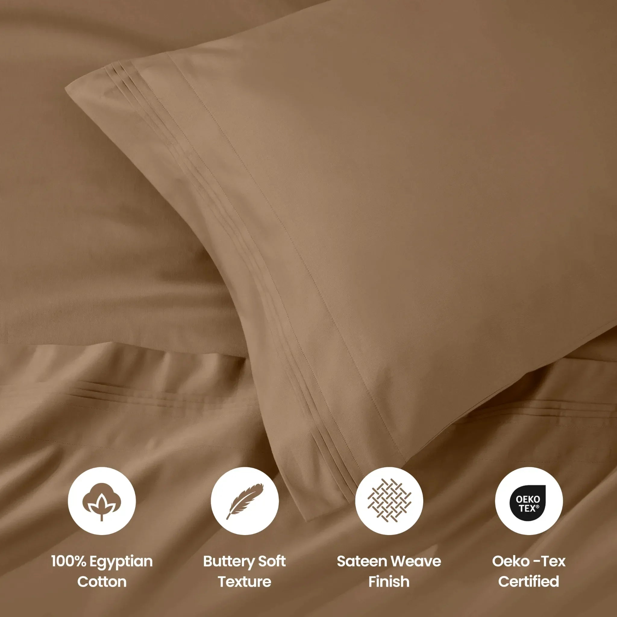1000 Thread Count Egyptian Cotton Solid Pillowcase Set