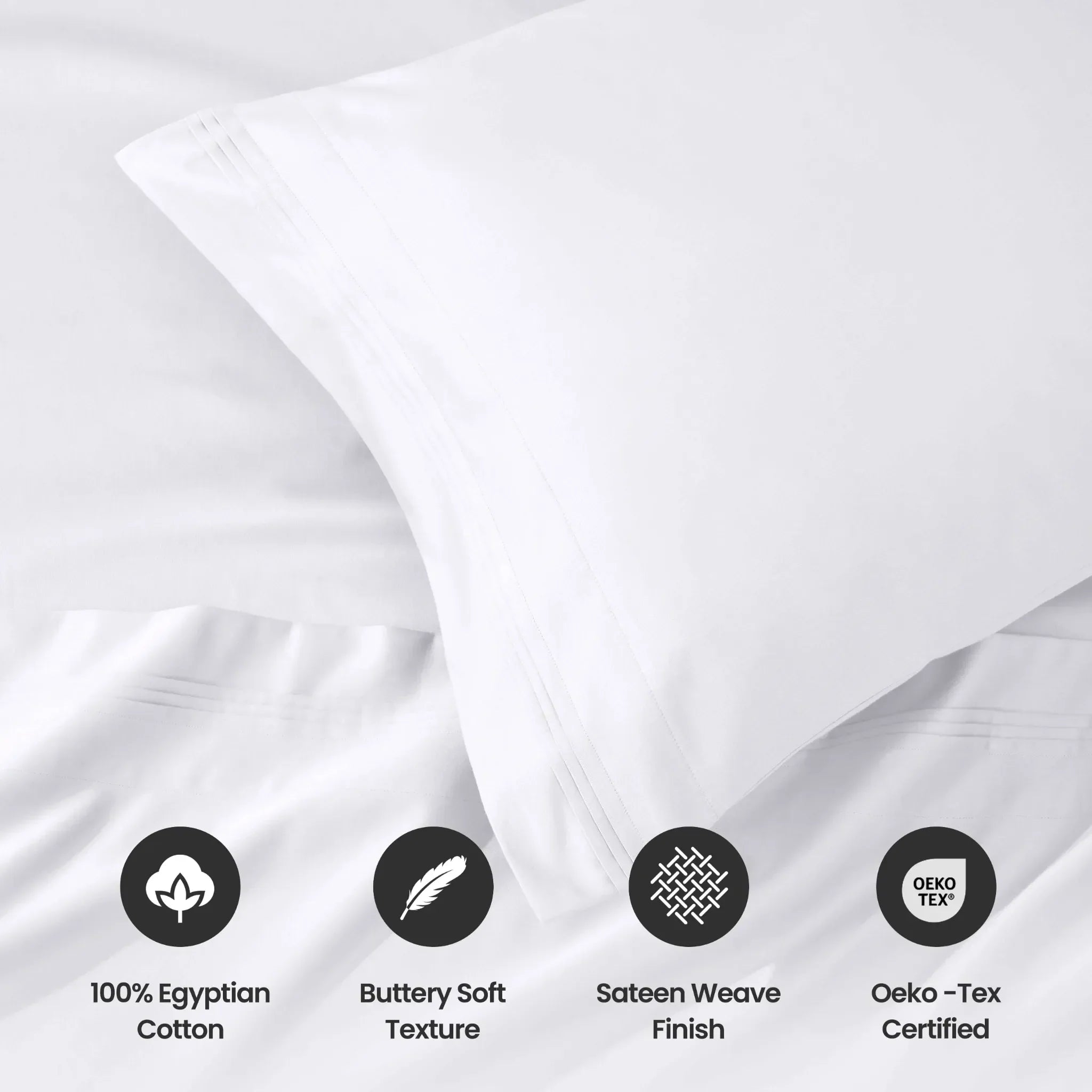1000 Thread Count Egyptian Cotton Solid Pillowcase Set