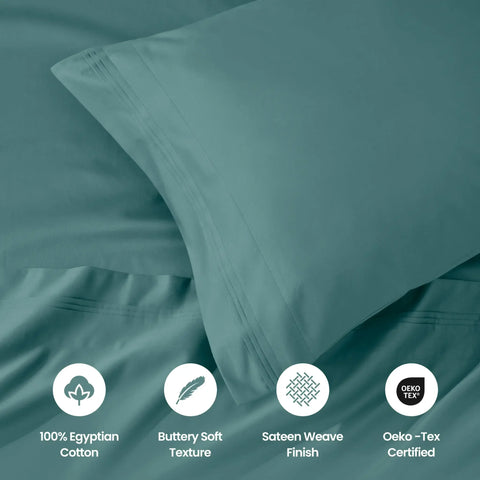 100% Egyptian Cotton 1000 Thread Count Solid Pillowcase Set