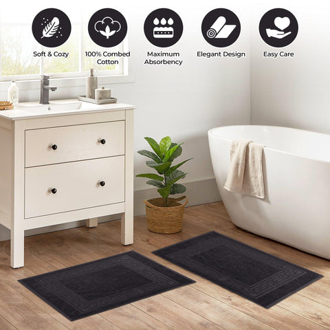 Egyptian Cotton Bath Mat Set of 2 Greek Key Infinity Border