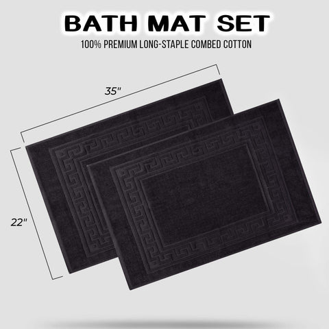 Egyptian Cotton Bath Mat Set of 2 Greek Key Infinity Border