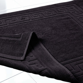 100% Cotton Absorbent Greek Key Border Solid 2 Piece Bath Mat Set