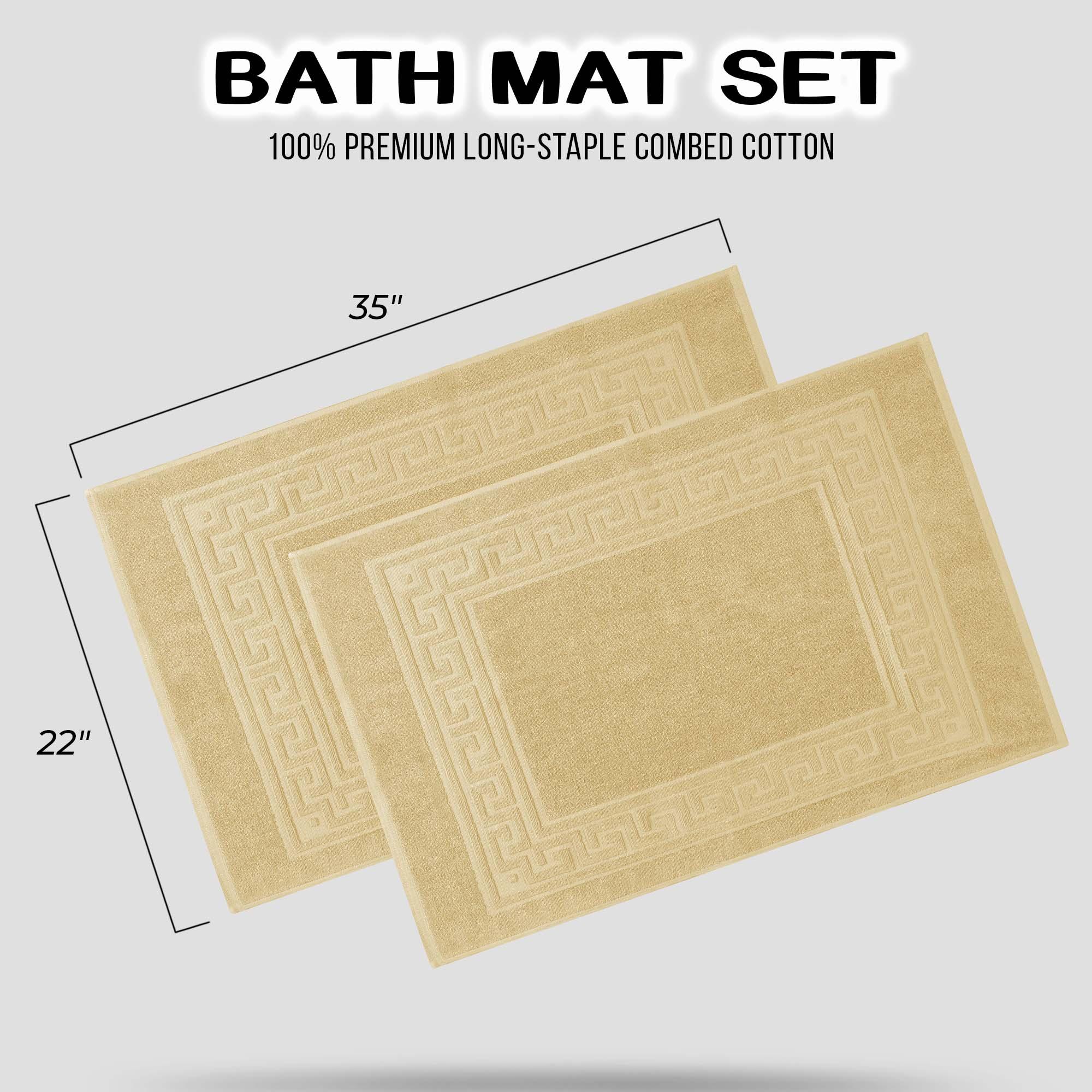 Egyptian Cotton Greek Key Infinity Border Bath Mat Set of 2
