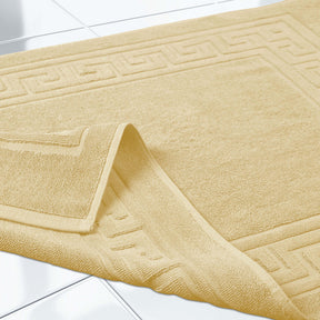 100% Cotton Absorbent Greek Key Border Solid 2 Piece Bath Mat Set
