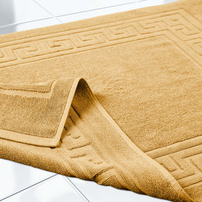 100% Cotton Absorbent Greek Key Border Solid 2 Piece Bath Mat Set