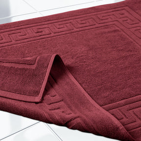 100% Cotton Absorbent Greek Key Border Solid 2 Piece Bath Mat Set