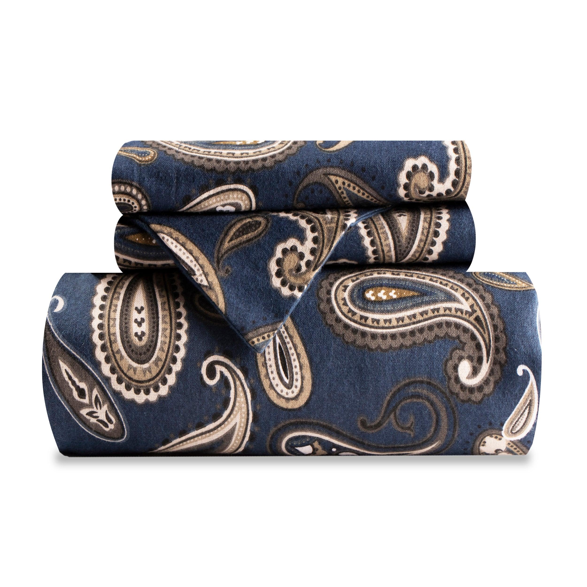 100% Cotton Flannel Paisley Luxury Duvet Cover Set