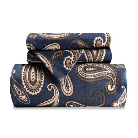 100% Cotton Flannel Paisley Luxury Duvet Cover Set