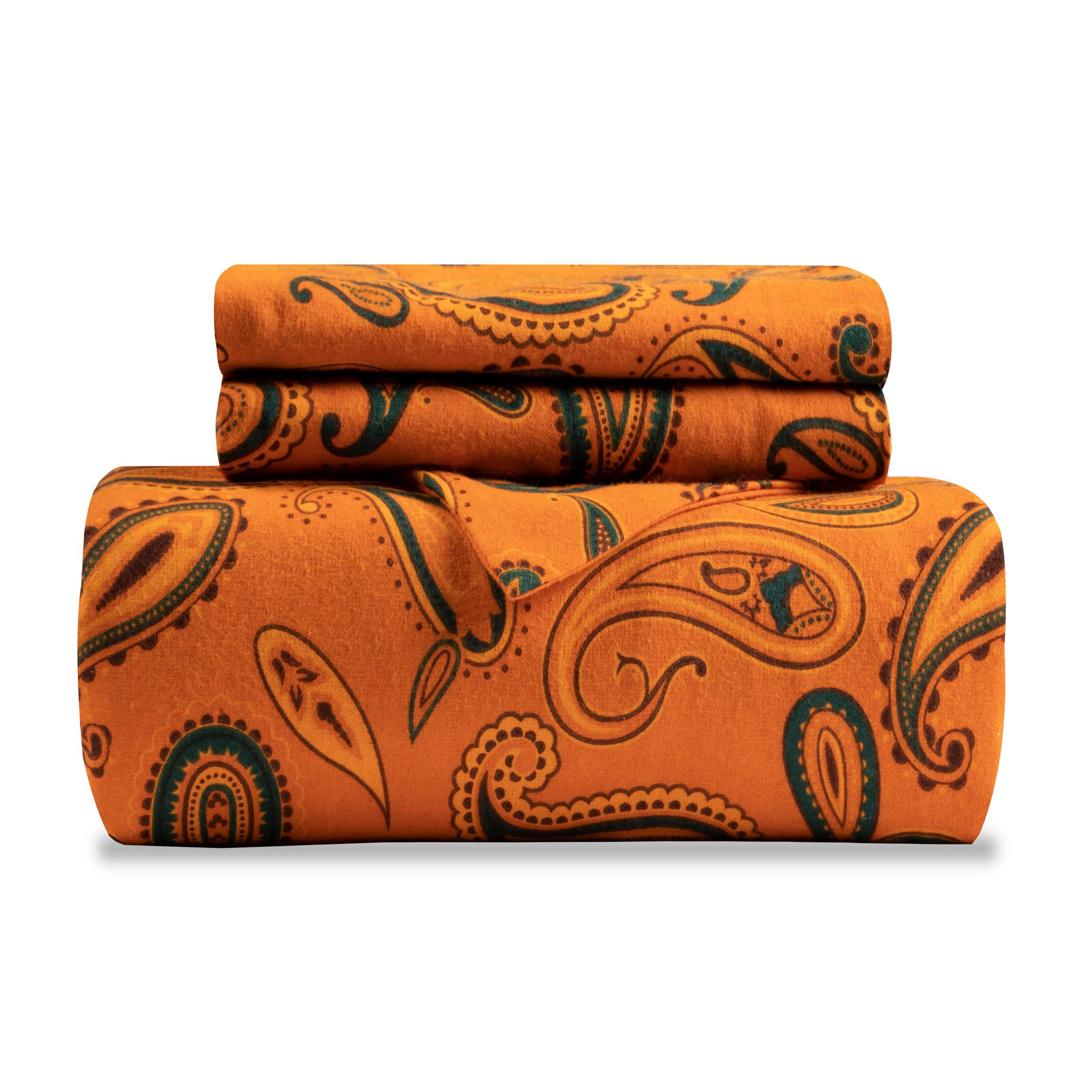 100% Cotton Flannel Paisley Luxury Duvet Cover Set