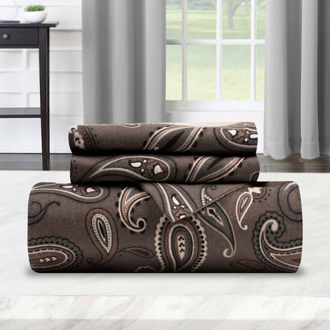 100% Cotton Flannel Paisley Luxury Duvet Cover Set
