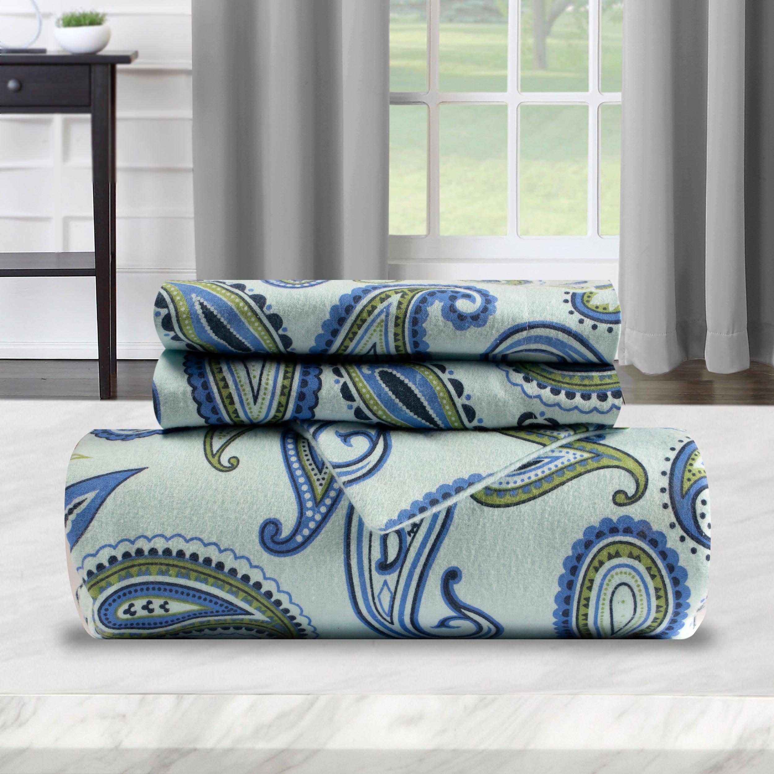 100% Cotton Flannel Paisley Luxury Duvet Cover Set