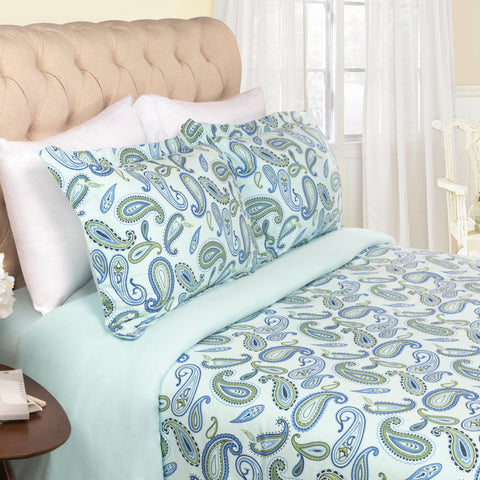 100% Cotton Flannel Paisley Luxury Duvet Cover Set