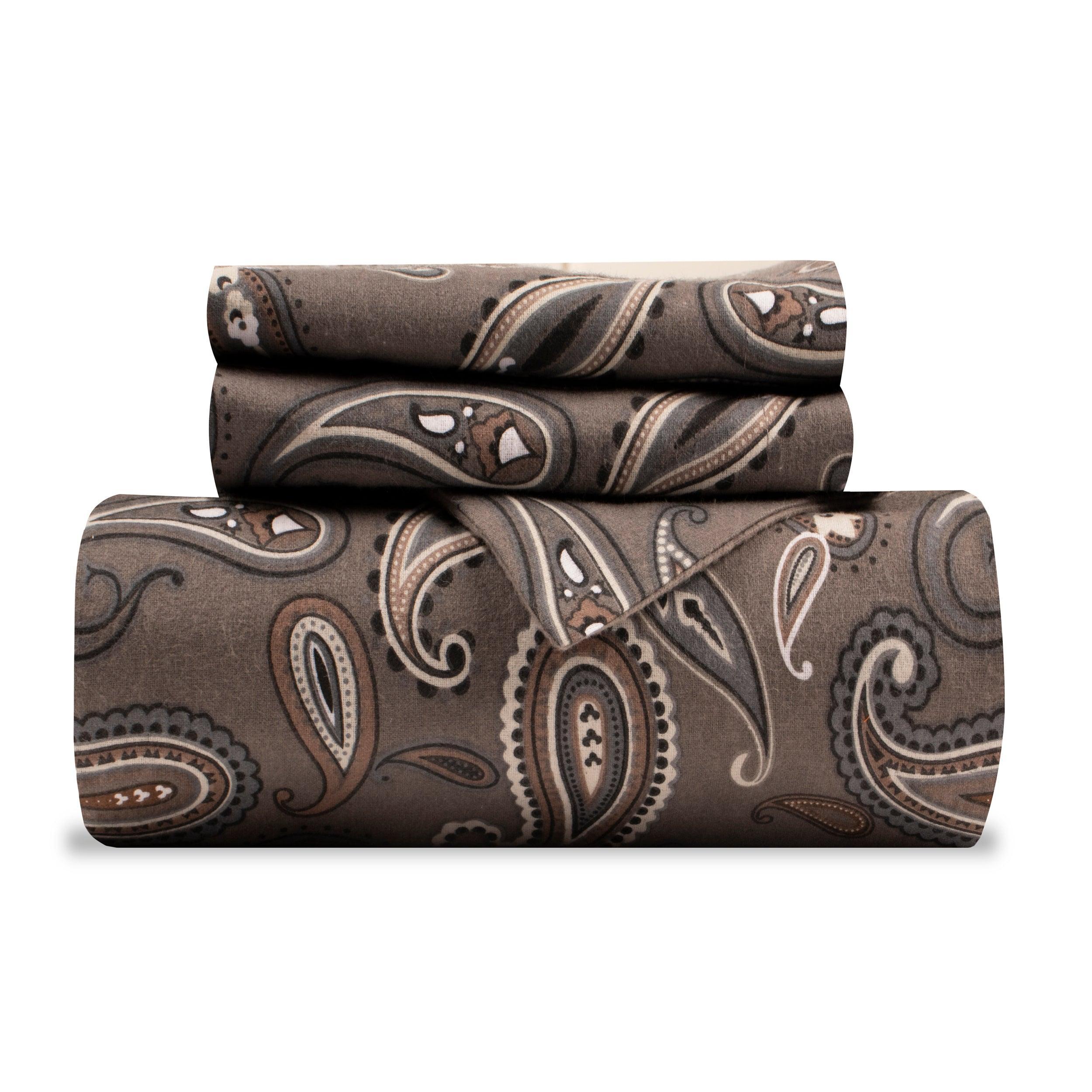 100% Cotton Flannel Paisley Luxury Duvet Cover Set
