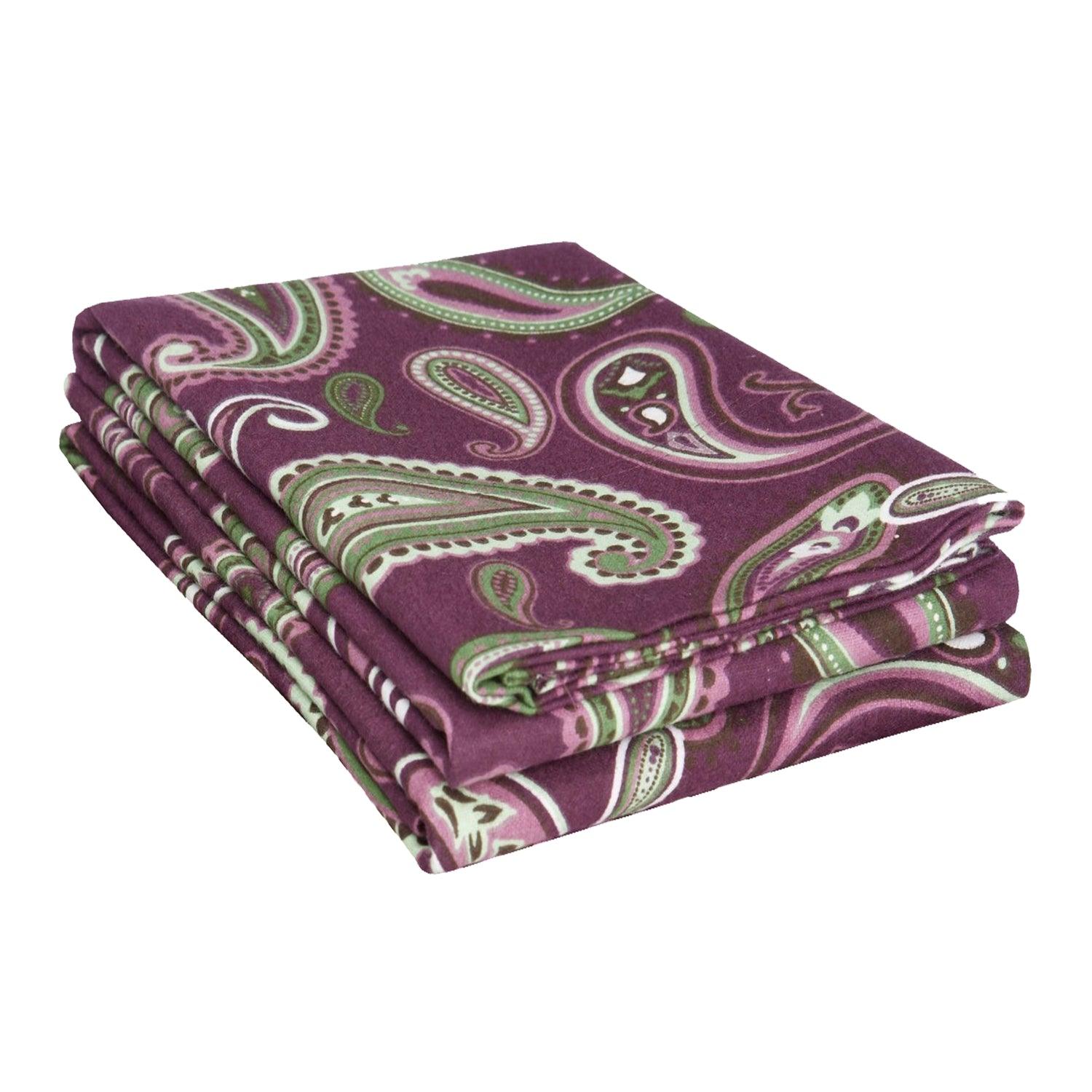 100% Cotton Flannel Vintage Paisley Pillowcase Set