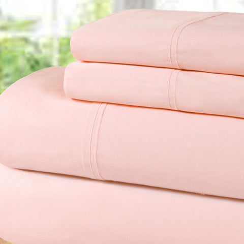 300 Thread Count 100% Cotton Sheet Set Percale Solid Deep Pocket