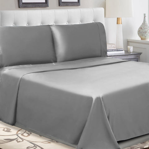 300 Thread Count 100% Cotton Sheet Set Percale Solid Deep Pocket