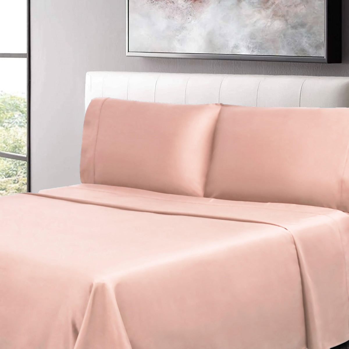 300 Thread Count 100% Cotton Sheet Set Percale Solid Deep Pocket