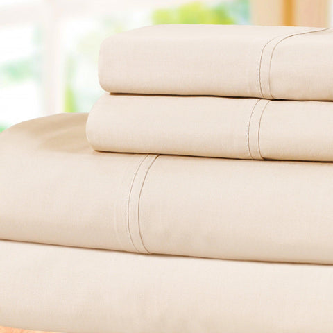 300 Thread Count 100% Cotton Sheet Set Percale Solid Deep Pocket