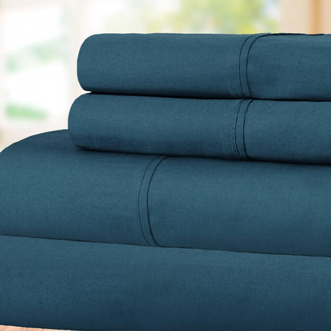 300 Thread Count 100% Cotton Sheet Set Percale Solid Deep Pocket
