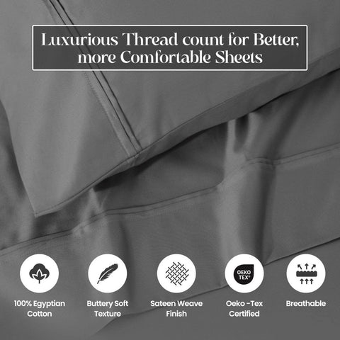 100% Egyptian Cotton 1200 Thread Count Solid Pillowcase Set