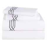 1200 Thread Count Egyptian Cotton Embroidered Geometric Bed Sheet Set