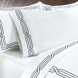 1200 Thread Count Egyptian Cotton Embroidered Geometric Bed Sheet Set