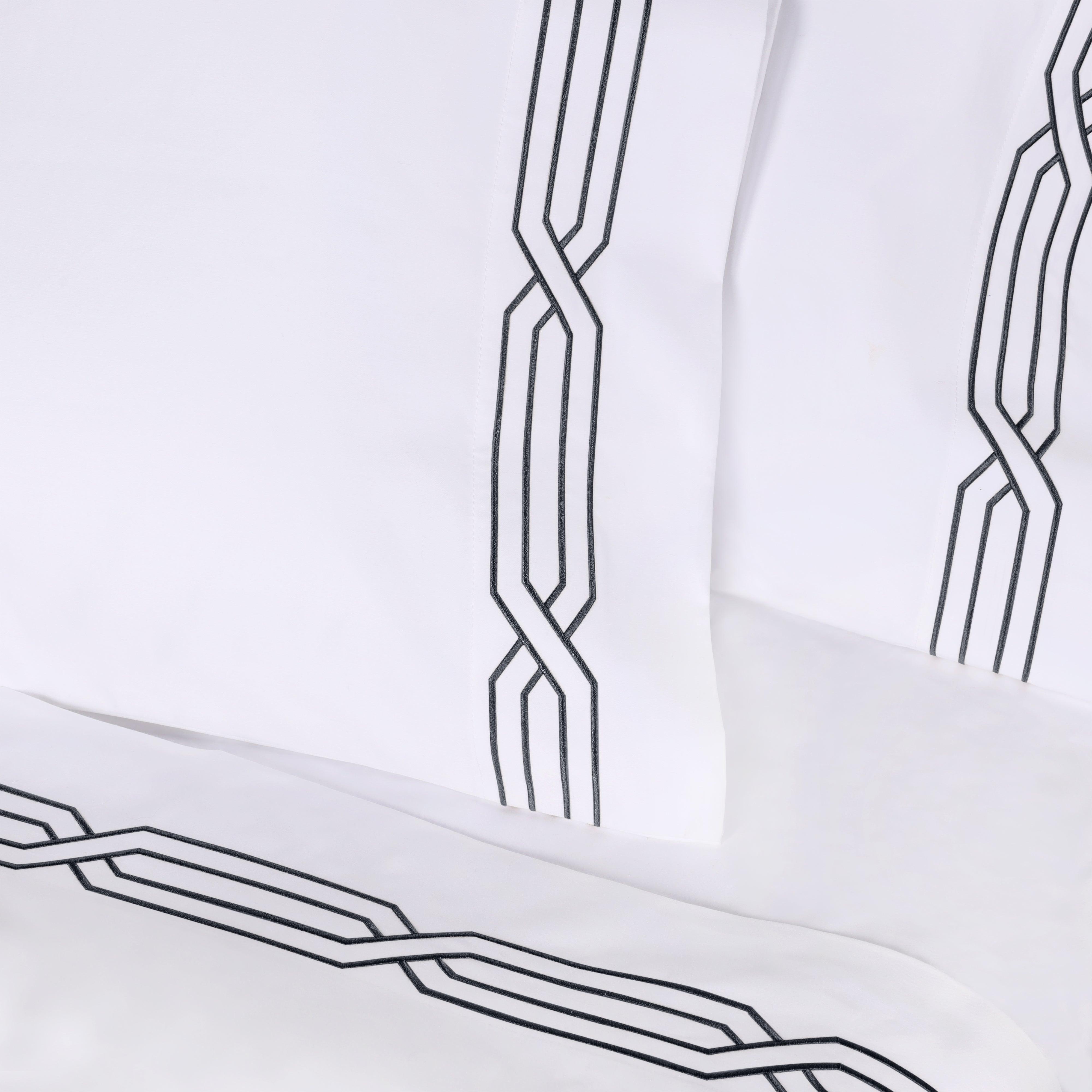 1200 Thread Count Egyptian Cotton Embroidered Geometric Bed Sheet Set