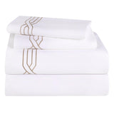1200 Thread Count Egyptian Cotton Embroidered Geometric Bed Sheet Set