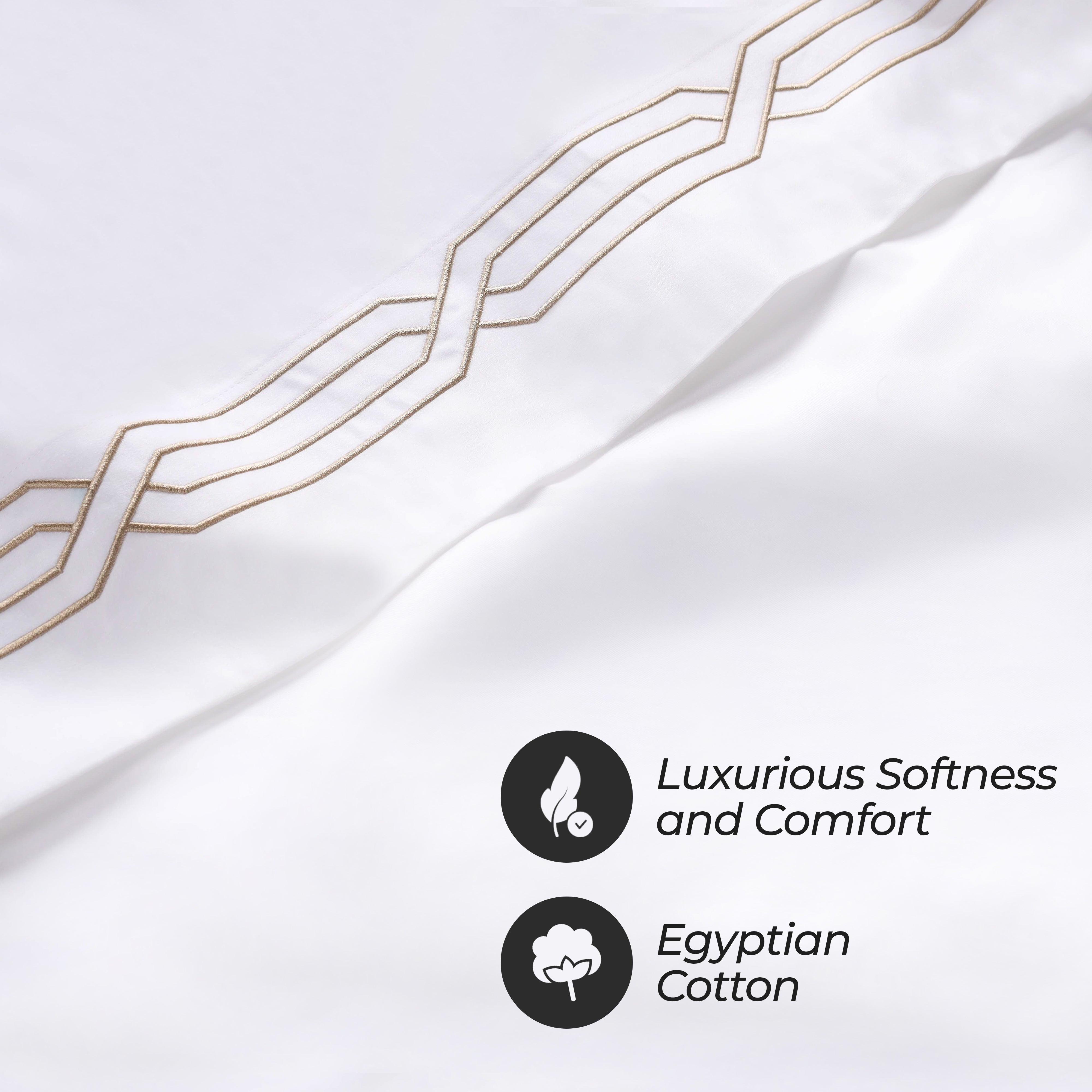 1200 Thread Count Egyptian Cotton Embroidered Geometric Bed Sheet Set
