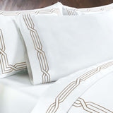 1200 Thread Count Egyptian Cotton Embroidered Geometric Bed Sheet Set