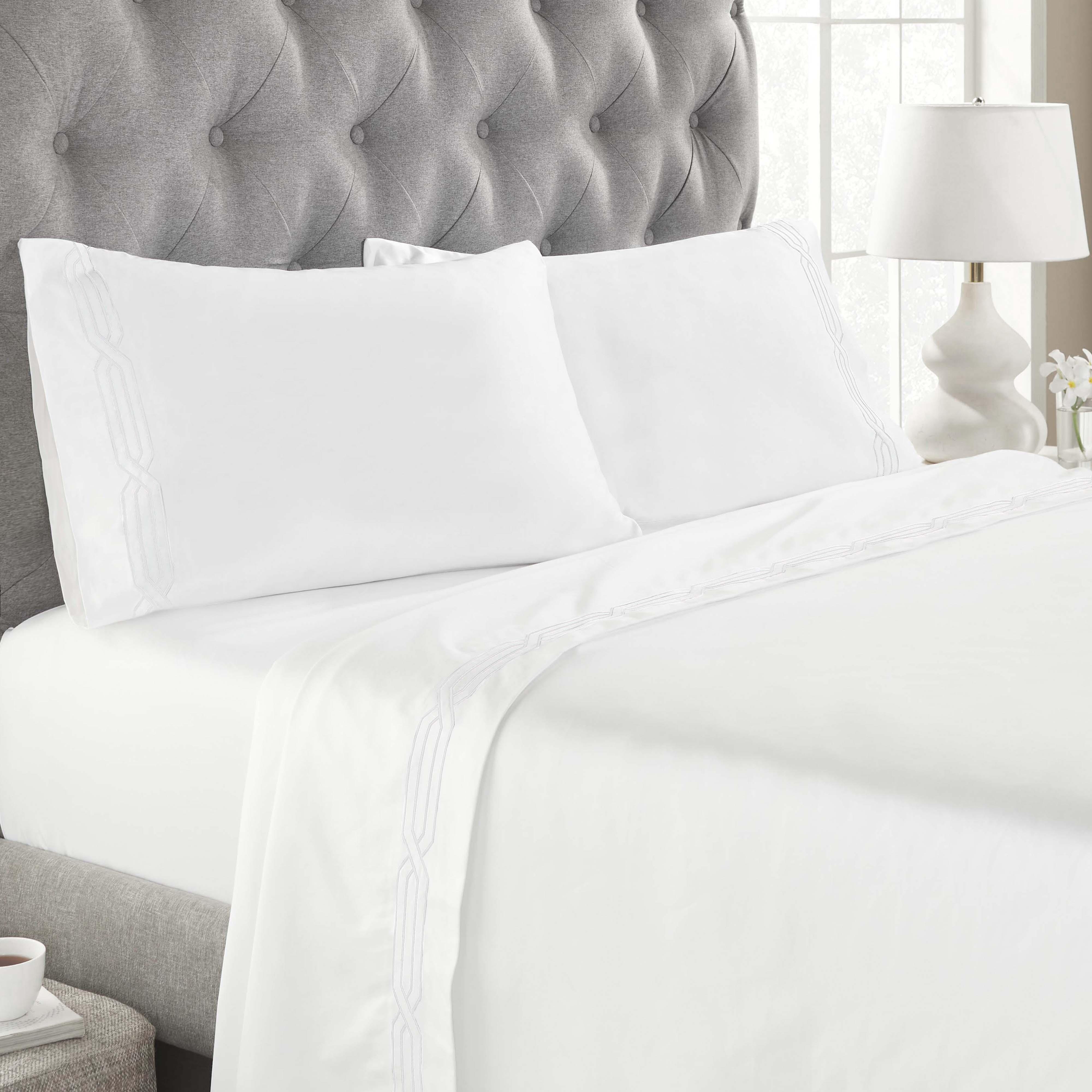 1200 Thread Count Egyptian Cotton Embroidered Geometric Bed Sheet Set