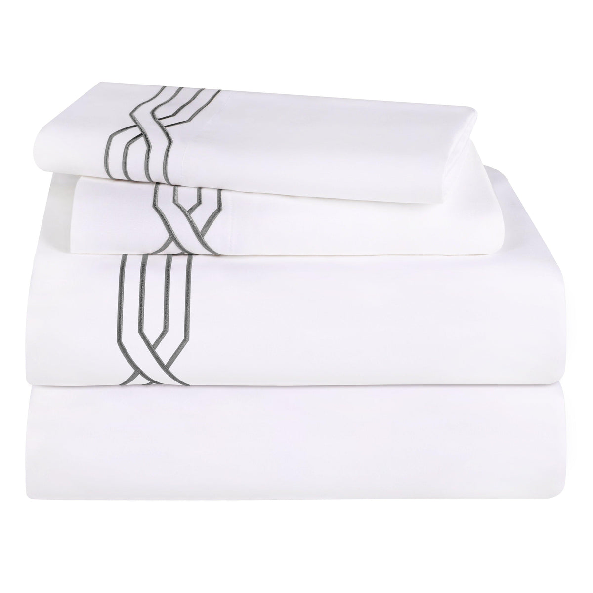 1200 Thread Count Egyptian Cotton Embroidered Geometric Bed Sheet Set