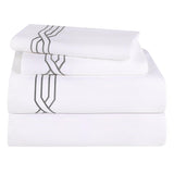 1200 Thread Count Egyptian Cotton Embroidered Geometric Bed Sheet Set