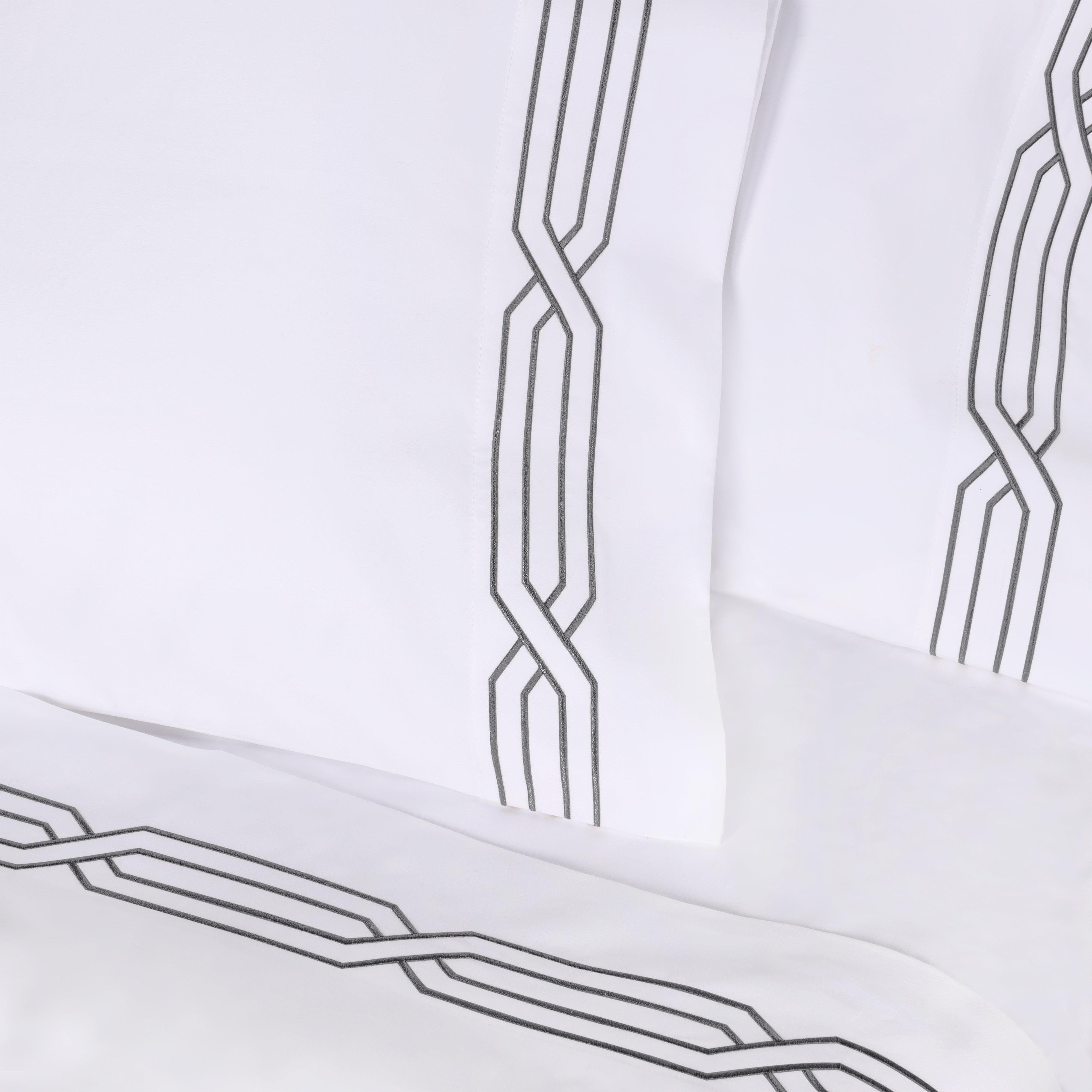 1200 Thread Count Egyptian Cotton Embroidered Geometric Bed Sheet Set