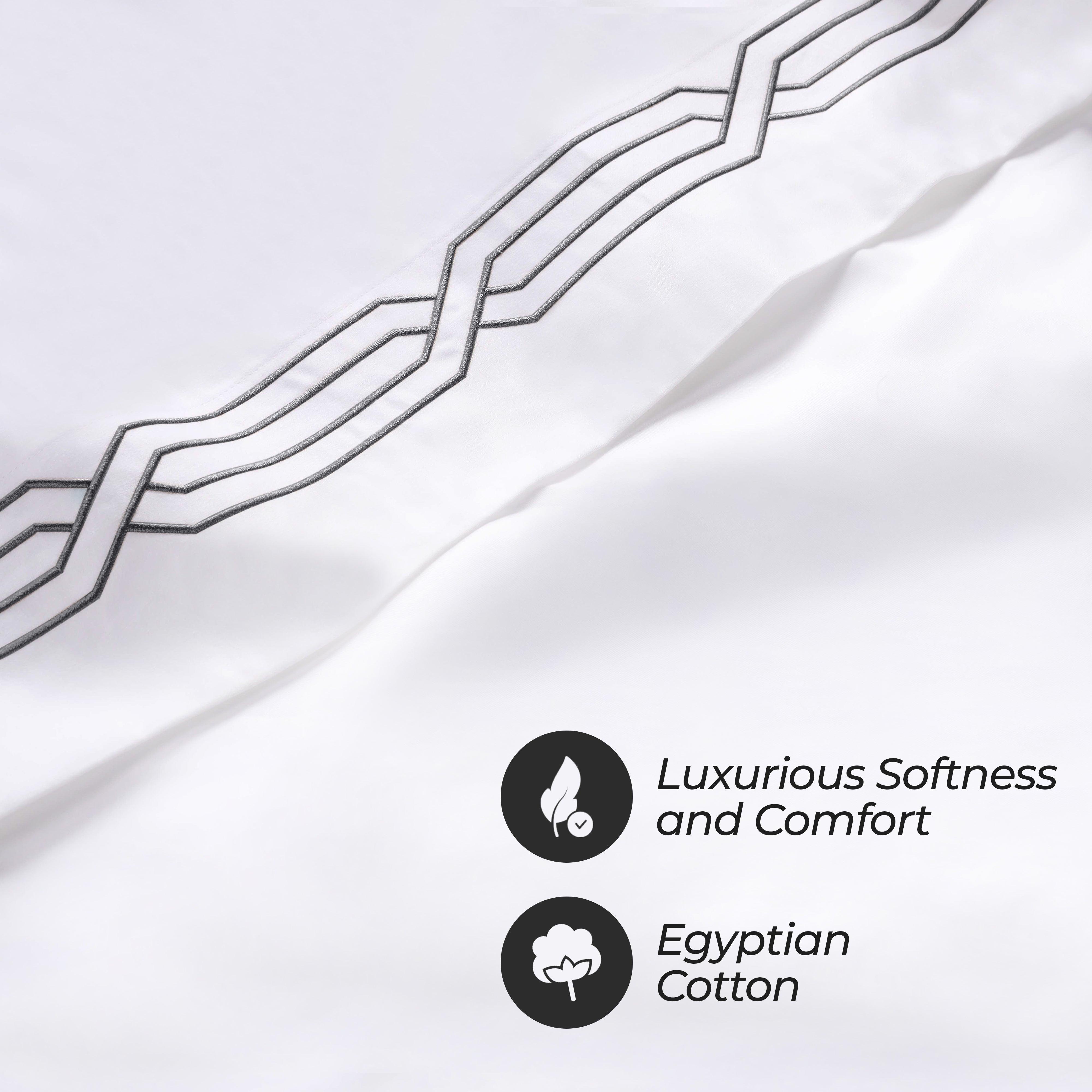 1200 Thread Count Egyptian Cotton Embroidered Geometric Bed Sheet Set