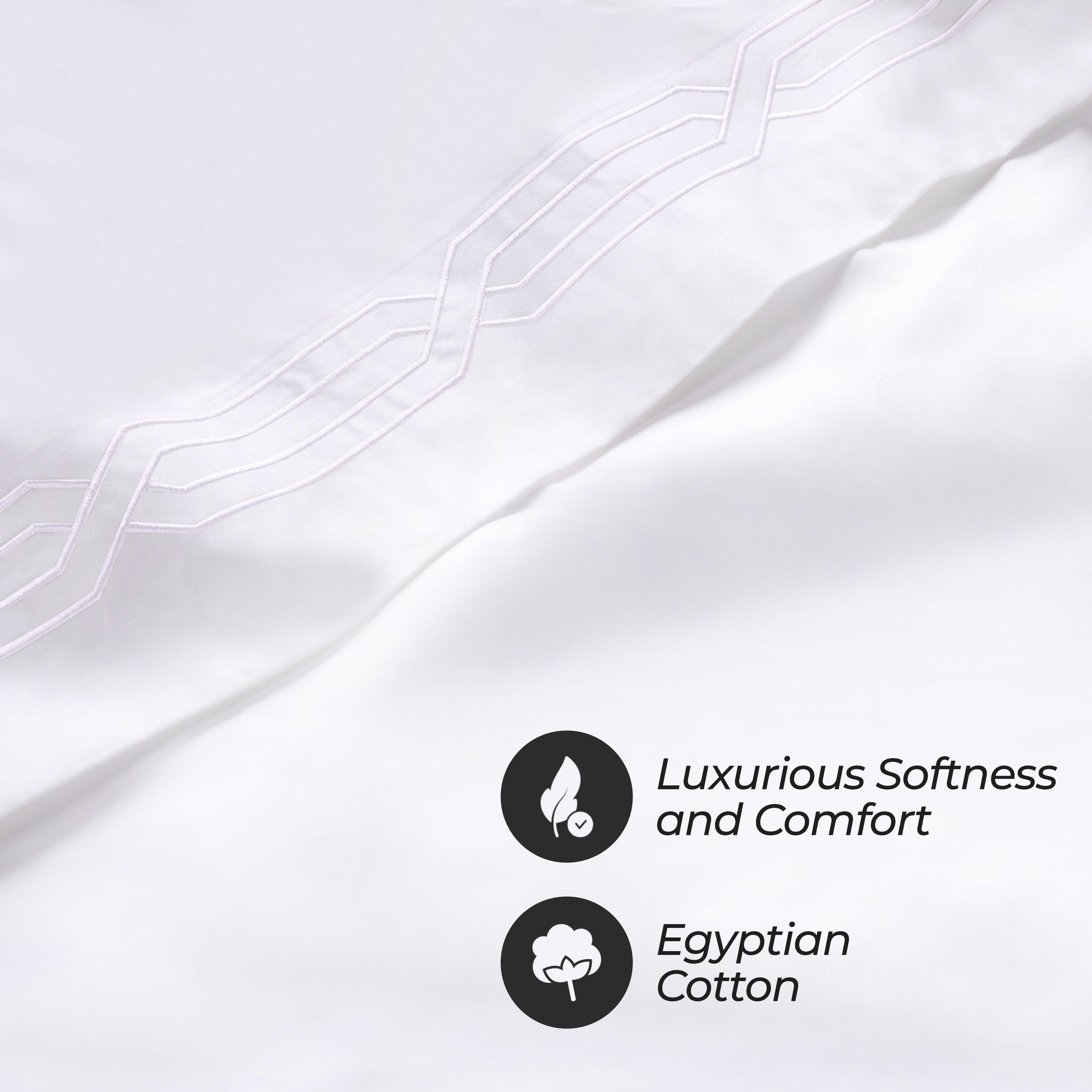 1200 Thread Count Egyptian Cotton Embroidered Geometric Bed Sheet Set
