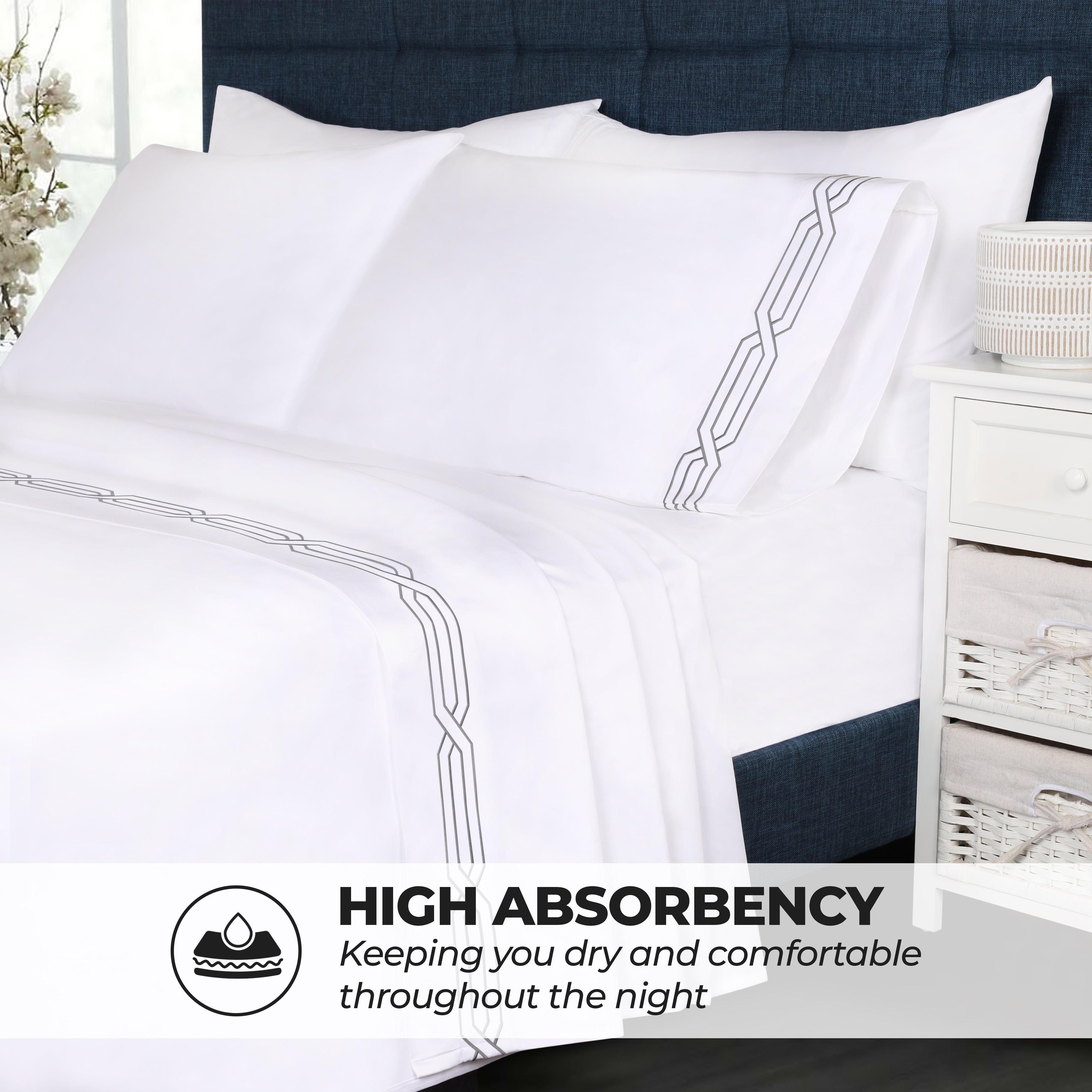 1200 Thread Count Egyptian Cotton Embroidered Geometric Bed Sheet Set