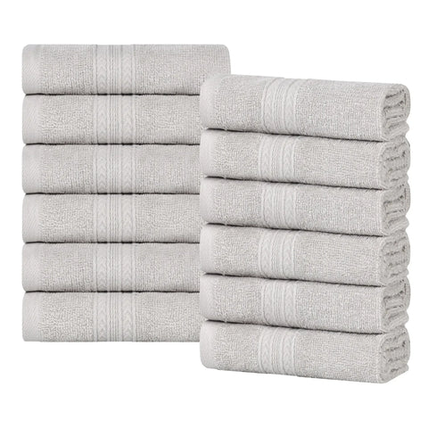 Eco-Friendly Ring-Spun Cotton 12-Piece Face Towel/Washcloth Set