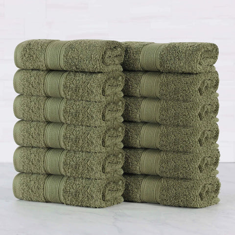 Oregon Organic Cotton Solid Face Towel Set 12 Piece