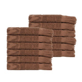 Rolla Cotton Geometric Jacquard Plush Face Towel Washcloth Set of 12