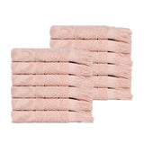 Rolla Cotton Geometric Jacquard Plush Face Towel Washcloth Set of 12