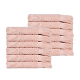 Rolla Cotton Geometric Jacquard Plush Face Towel Washcloth Set of 12