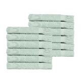 Rolla Cotton Geometric Jacquard Plush Face Towel Washcloth Set of 12