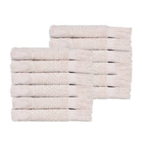Rolla Cotton Geometric Jacquard Plush Face Towel Washcloth Set of 12