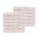 Rolla Cotton Geometric Jacquard Plush Face Towel Washcloth Set of 12